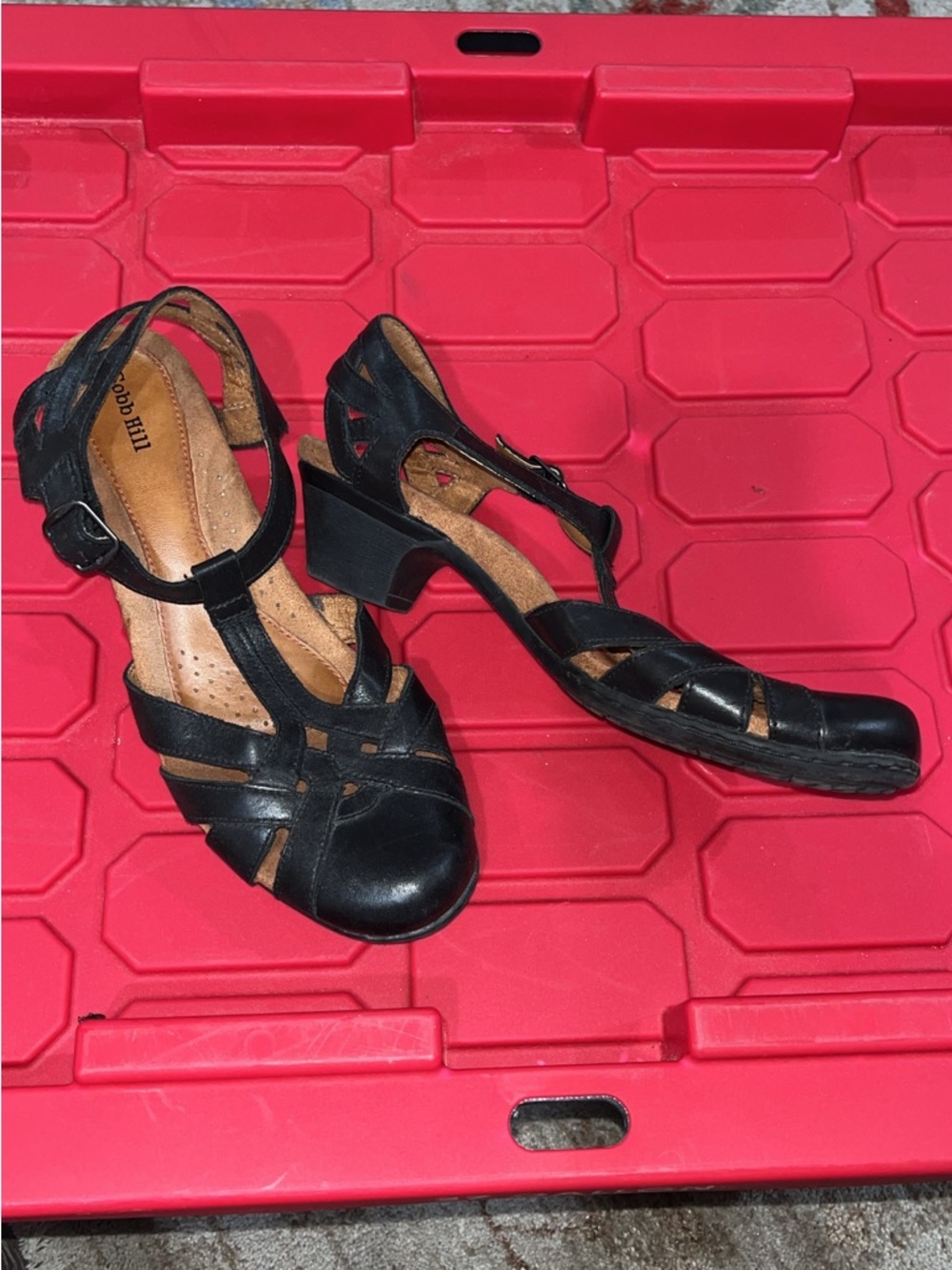Cobb Hill by New Balance Black Strappy Block Heel Sandals